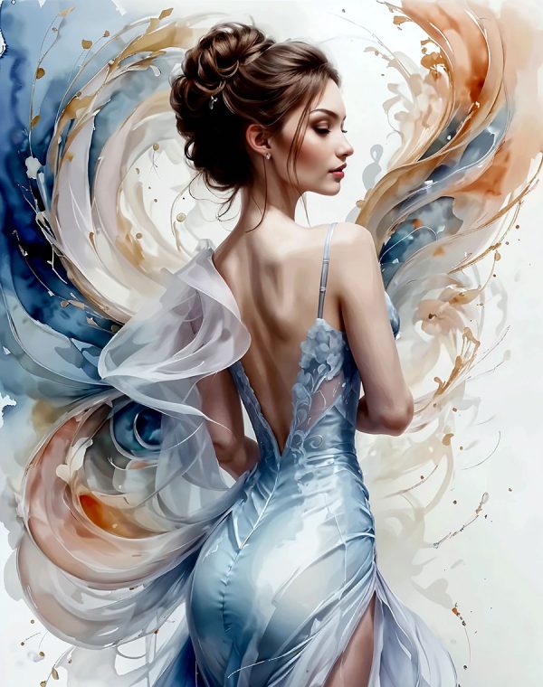 Bride in Flowing Blue Gown